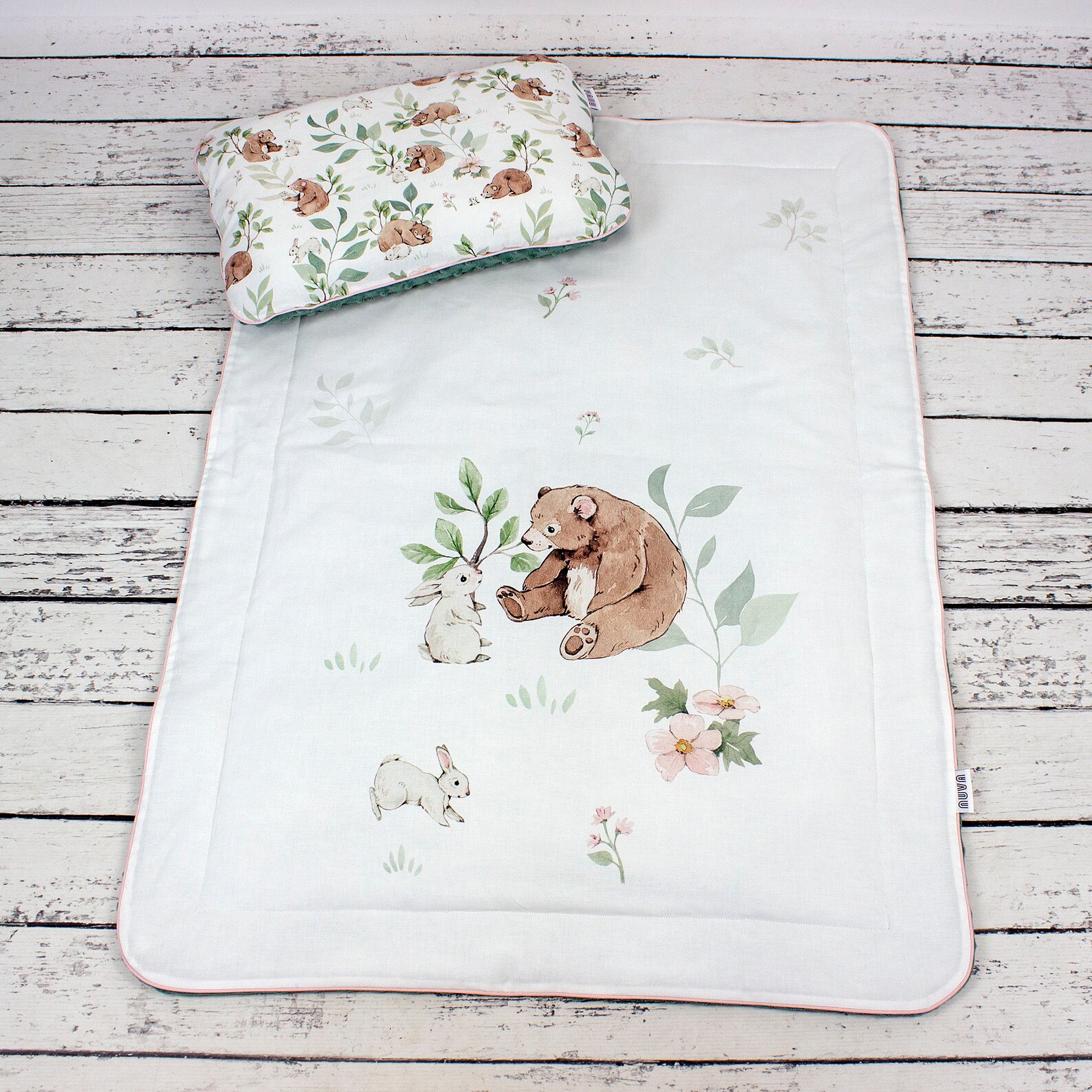 Bear and Bunny Crib Bedding Set Woodland Minky Bedding Set Etsy
