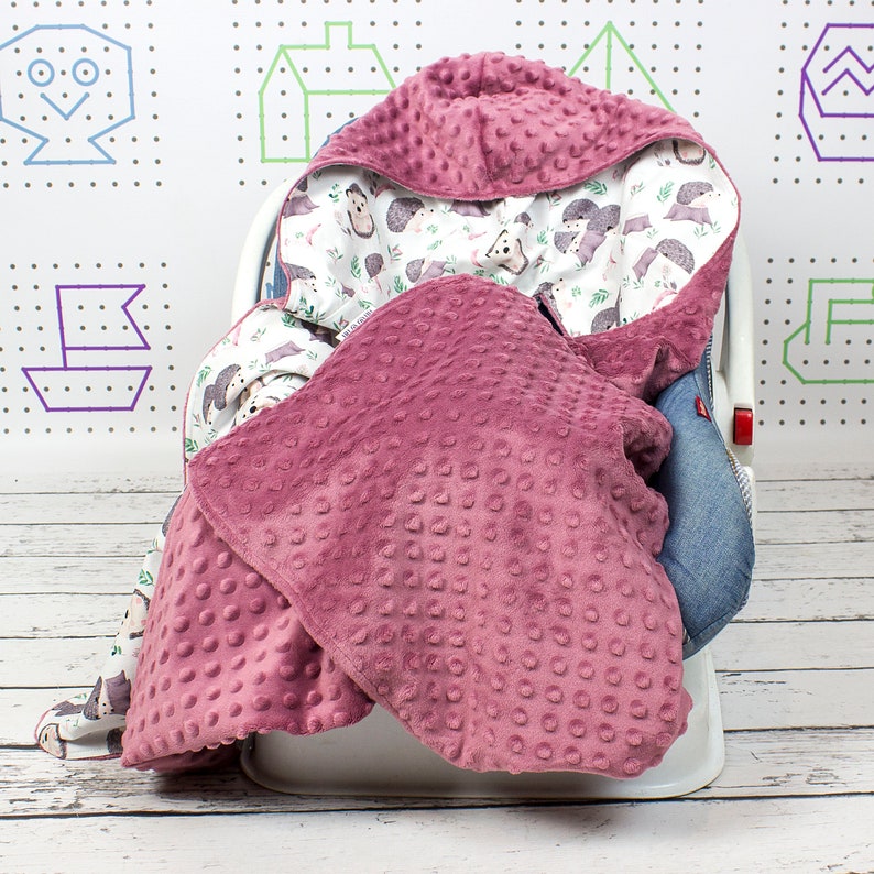 Hedgehog Car Seat Blanket Personalized Swaddle Travel Hooded Etsy