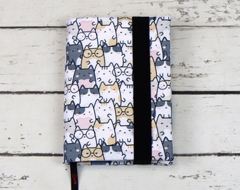 Cute Cats Book Cover, Adjustable Book Protector, Padded Cover for Paperback and Hardcover Book,  Fabric Book Jacket, Book Lover Gift  | Nuva
