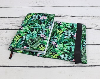 Botanica Couverture de livre imperméable et réglable pour livres à couverture rigide et brochée, carnet et journal, jaquette en tissu | Nuva