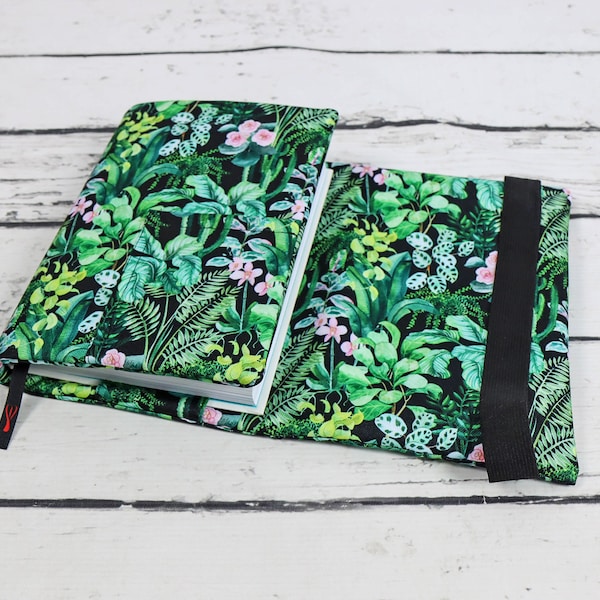 Botanica Couverture de livre imperméable et réglable pour livres à couverture rigide et brochée, carnet et journal, jaquette en tissu | Nuva