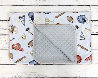 Personalized Sports Minky Baby Blanket: Baseball, Basketball, Football
