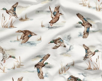 Wild Ducks Cotton Fabric – Premium Digital Print