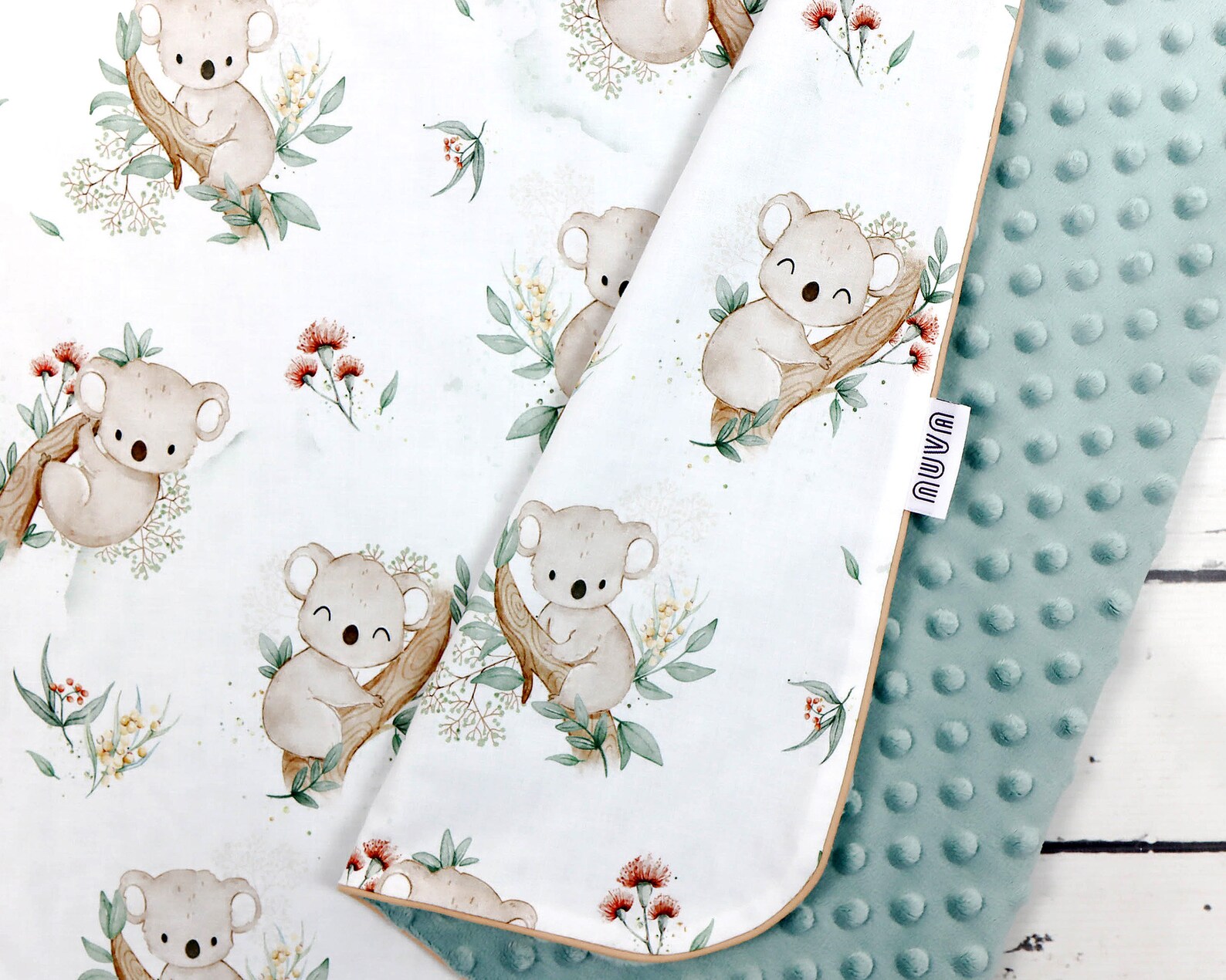 White Koala Baby Blanket Personalized Handmade Minky Blanket Etsy