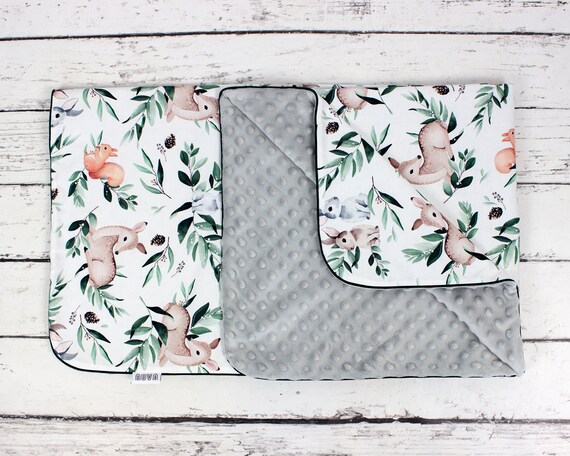 customizable Baby blanket Forest Animals Minky selectable cotton fabric customizable Baby blanket Forest Animals Minky selectable cotton fabric