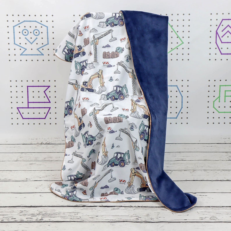 Construction Vehicle Minky Blanket Building Boy Personalized Etsy