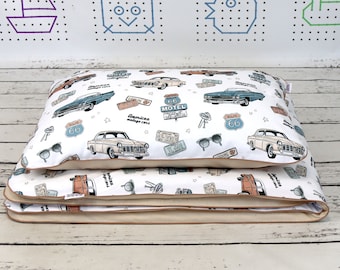 Vintage Car Kids Bedding Set: Route 66 Cotton Duvet Cover