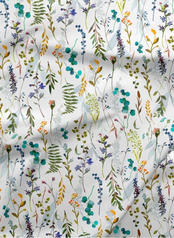 SMALL FLOWER Pattern cotton 100/% MEADOW Eco-print Printed Cotton Fabric Width 155cm 61