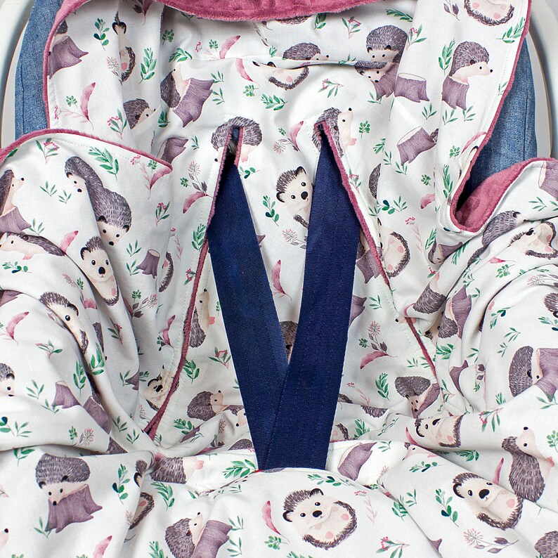 Hedgehog Car Seat Blanket Personalized Swaddle Travel Hooded Etsy