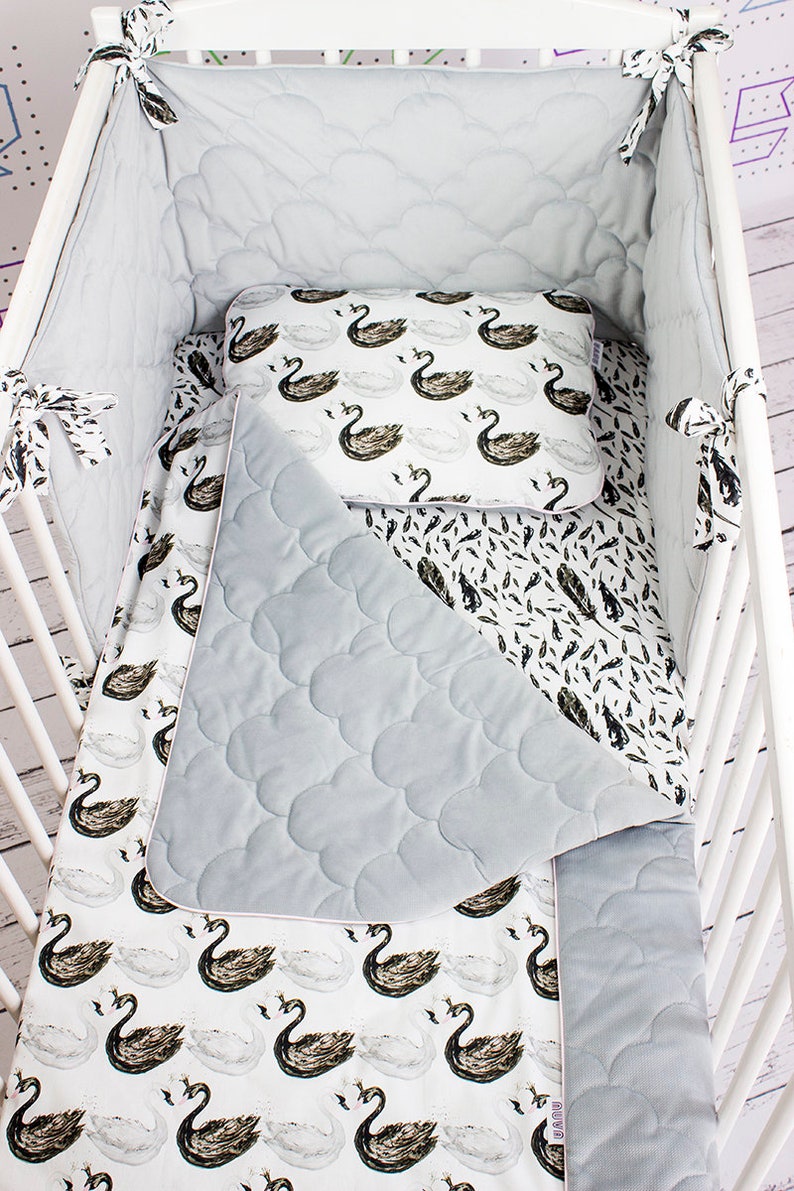Swan Baby Blanket Size Infant or Toddler Nuva Monochrome Bedding Girl Minky Velvet blanket