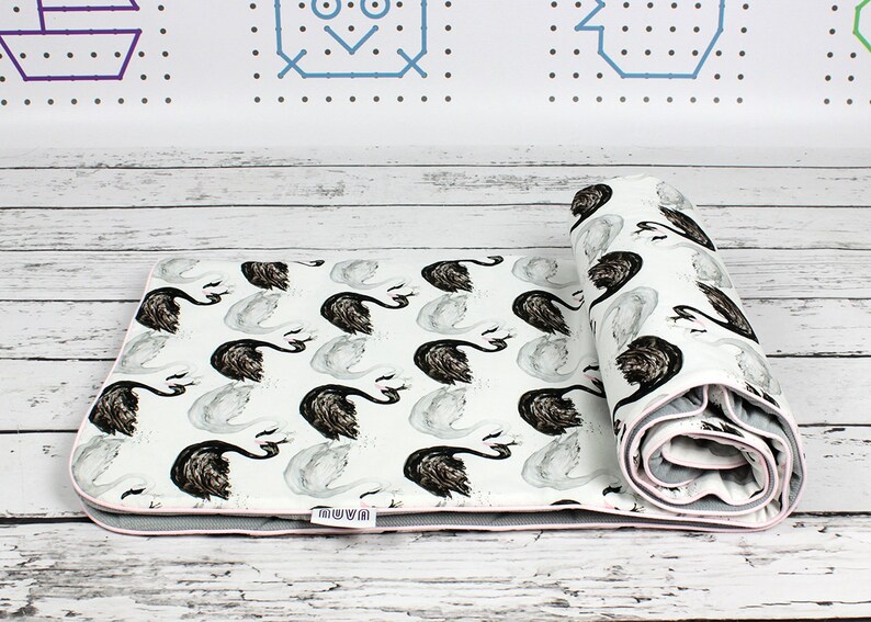 Swan Baby Blanket Size Infant or Toddler Nuva Monochrome Bedding Girl Minky Velvet blanket
