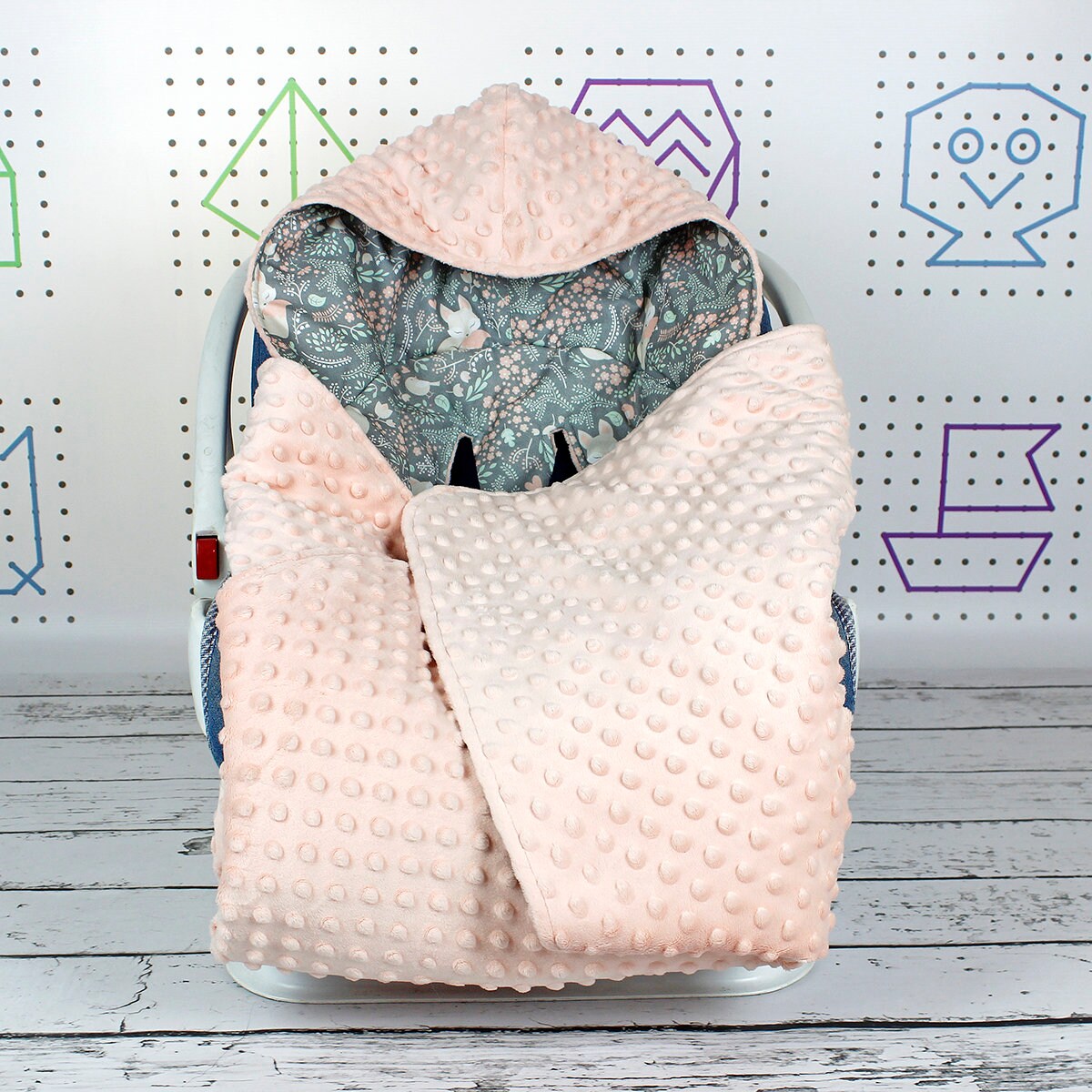 Car Seat Blanket Gray Sleeping Fox Personalized Hooded Car Etsy