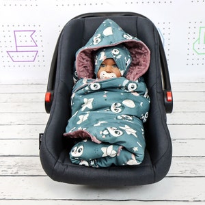 Manta para asiento de automóvil Dark Dream Penguins, tamaño recién nacido para asiento de automóvil con arnés de 5 puntos, manta envolvente para automóvil, ¡lista para enviar! / Nuva