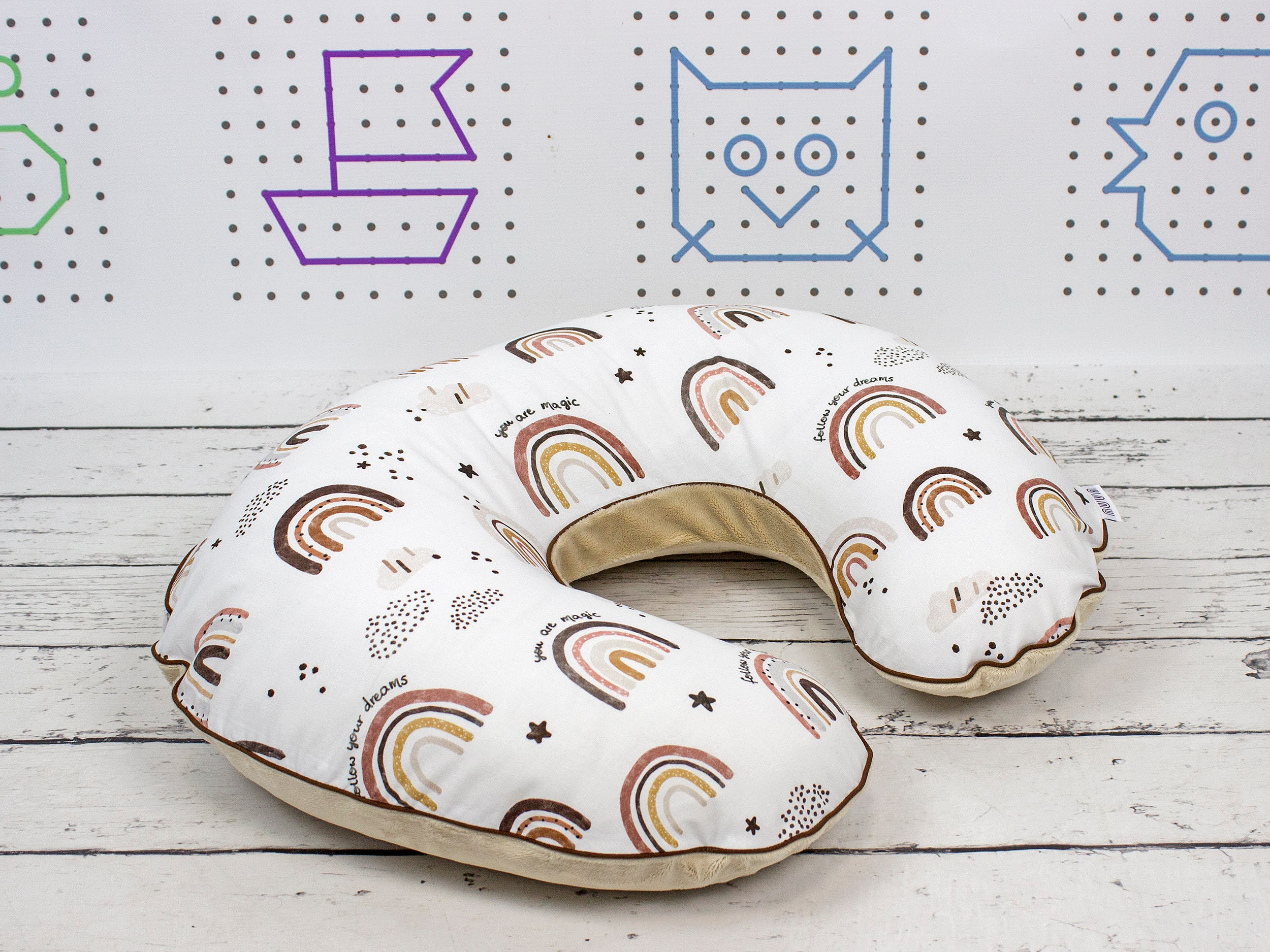Natural Rainbow Nursing Pillow Cover Neutral Personalized Etsy