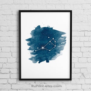 Pleiades Constellation Print, The Seven Sisters Constellation Art Print, Printable Astronomy Wall Art | z002