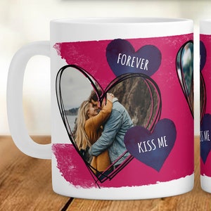 Valentine Day mug png, Photo mug sublimation design, Love template mug wrap, Heart mug digital template, Valentines Day Gift