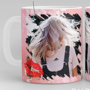 Fototasse png, anpassbare Tasse, ich liebe dich Tassendesign, individuelle Fototasse png, anpassbare Tasse Sublimationsdesign für breites Bild Bild 1