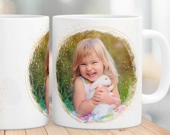 Taza con 2 marcos de fotos, Plantilla para taza con foto, Diseño de sublimación de taza con foto, Plantilla digital para sublimación en tazas