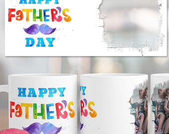 Happy Father's Day Mug Wrap PNG, Dad Mug With a Photo, Custom Picture Mug, Personalized Gift for Dad