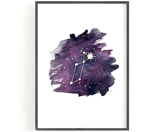 Lyra Constellation Print, Watercolor Constellation Art, Printable Astronomy Poster, Star Wall Art Print | z001