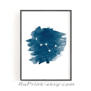 Cassiopeia constellation art, Astronomy  Printable wall art, constellation print, watercolor print | z002