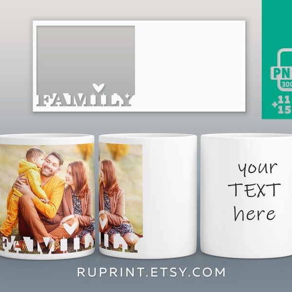 Family mug template, Family photo collage mug wrap png, Digital template for sublimation in Mugs, Mug Design Template