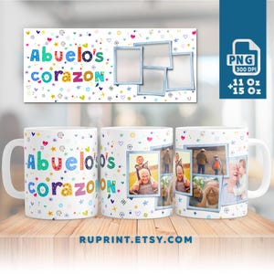 Abuelo&#39;s corazon mug personalized, Photo mug png, mug with photo, Digital template for sublimation in Mugs, Mug sublimation designs