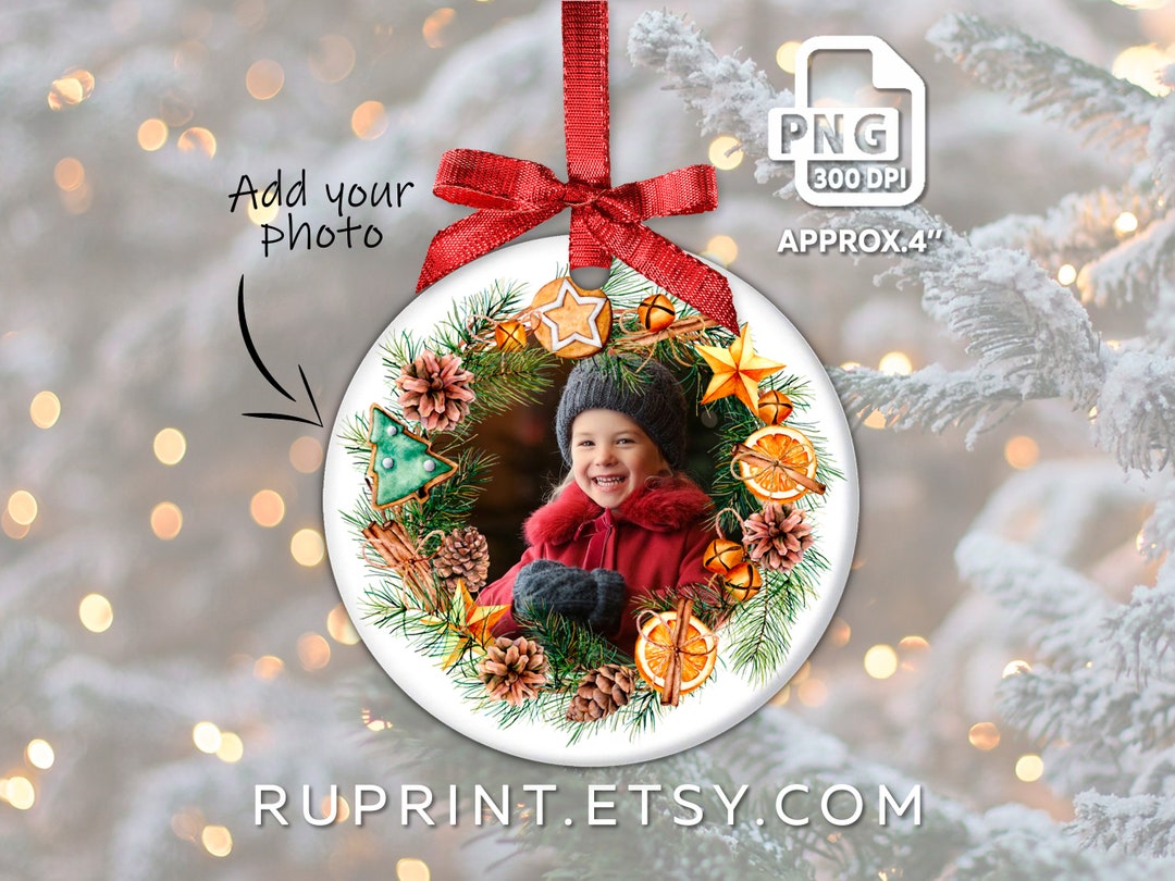 Christmas Ornament Photo Frame Digital File, Round Christmas Ornaments ...