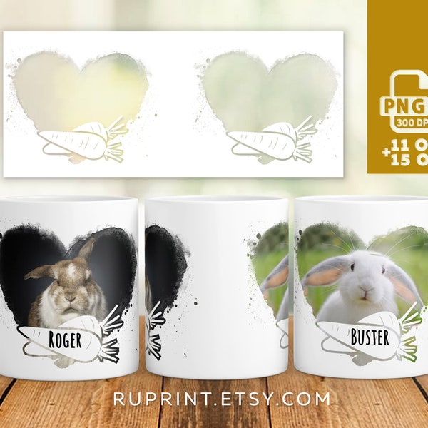 Bunny Mug Wrap, Photo mug template for 11 & 15 Oz Mug, Bunny mom gift personalized,  Digital Template For Sublimation