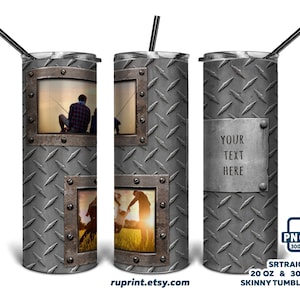 Envoltura de vaso con foto de metal 2 PNG, plantilla de envoltura de vaso con imagen para hombre, diseño de sublimación de vaso delgado de 20 y 30 oz