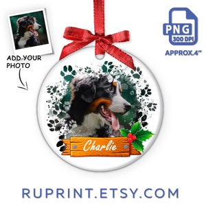 Dog Christmas Ornament PNG, Custom photo personalized Ornaments PNG Template