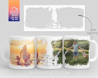 Family mug template, Family photo collage mug wrap png, Digital template for sublimation in Mugs, Mug Design Template
