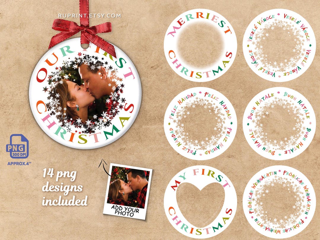 14 Designs for Christmas Round Ornaments PNG - Etsy