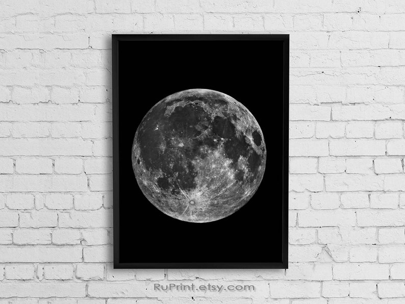Full Moon Poster Printable Moon Wall Art Bedroom Wall Art Etsy
