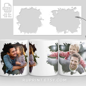 2 photo frame mug, Picture mug template, Photo mug sublimation design png, picture mug for mom, Digital template for sublimation in Mugs