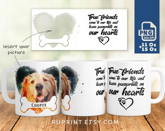 Dog memorial mug, Mug sublimation mug wrap png, Dog memorial gift, pet lover mug template, Dog photo mug