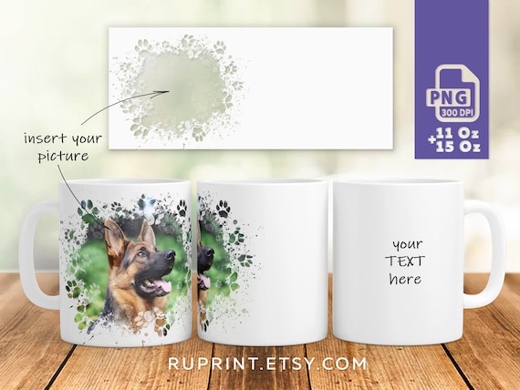 Dog picture mug, Dog mug wrap png, Dog mom or dad mug design, Pawprint frame template, pet lover mug png, Sublimation dog mug designs