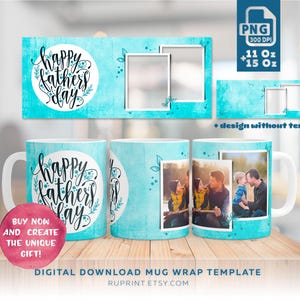 Happy Father&#39;s Day Mug Wrap PNG, Dad Mug With a Photo, Custom Picture Mug, Personalized Gift for Dad