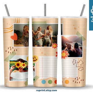Photo Tumbler Wrap Png, Photo Frame Tumbler Template, 20 & 30 Oz Skinny Tumbler Design Sublimation