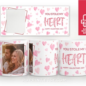 Feliz Día de San Valentín - Envoltura de taza con foto PNG, taza con foto, plantilla digital para sublimación en tazas, diseños de sublimación de tazas