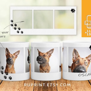 Hundebecher Design png, Hundebild Becher png, Hund Mama oder Papa Becher Design, Pfotenabdruck Rahmenvorlage, Haustierliebhaber Becher PNG, Sublimationsdesigns