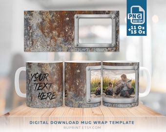 Plantilla para taza con foto de 15 y 11 onzas, diseño de taza para hombre, plantilla png para envolver tazas, taza con foto