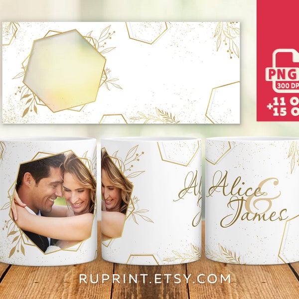 Photo mug template for 15 and 11 oz, Mr and Mrs mugs, Custom photo mug, Personalized couple mug