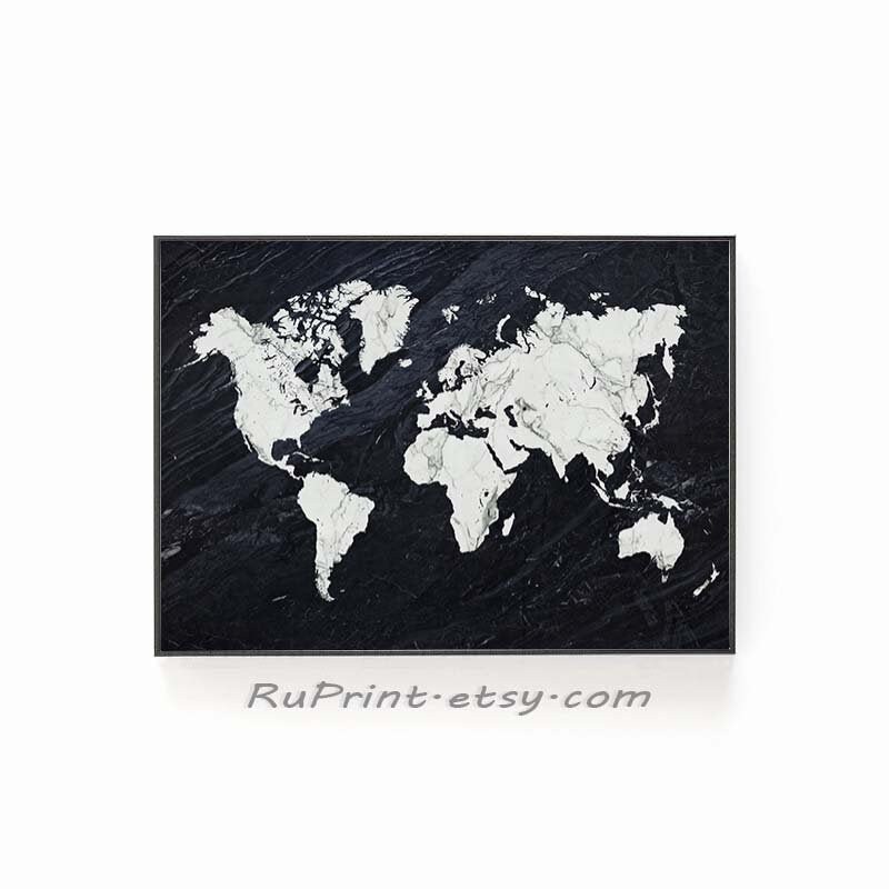 world map wall art black and white printable marble world map etsy ireland