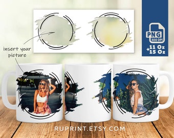 Photo Mug Wrap PNG, Digital Template, Sublimation Designs