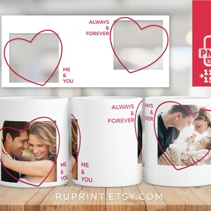 Photo mug wrap, Picture mug template, Photo mug sublimation design, Valentines mug png Digital template for sublimation