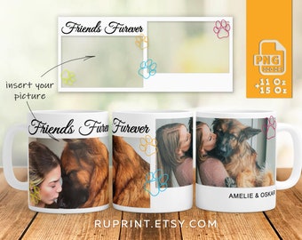 Custom pet mug with photo, Dog mug design png, Dog picture mug wrap, Dog mug template for sublimation, Pet lover mug png Sublimation designs