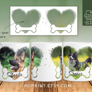 Hundebildbecher, Hundebecher wickeln png, Hunde Mama oder Papa Becherdesign, kundenspezifischer Haustierliebhaber Becherschablone, Hundefotobecher png, Sublimationshundebecherdesigns