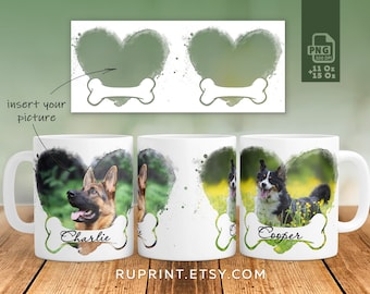 Dog picture mug, Dog mug wrap png, Dog mom or dad mug design, Custom pet lover mug template, Dog photo mug png, Sublimation dog mug designs