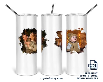 Foto Tumbler wrap png, Foto Collage Tumbler Vorlage, 20 & 30 Oz Skinny Tumbler Design Sublimation